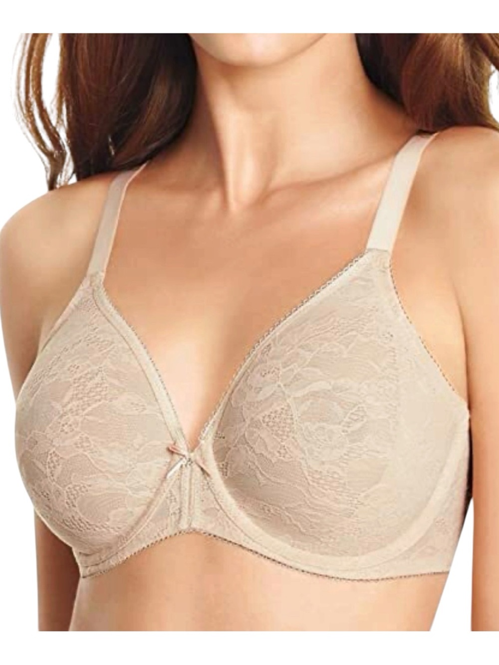 Wacoal Beige Semi Sheer Mesh Unlined Underwire Bra Size 38DDD Ajustable Straps